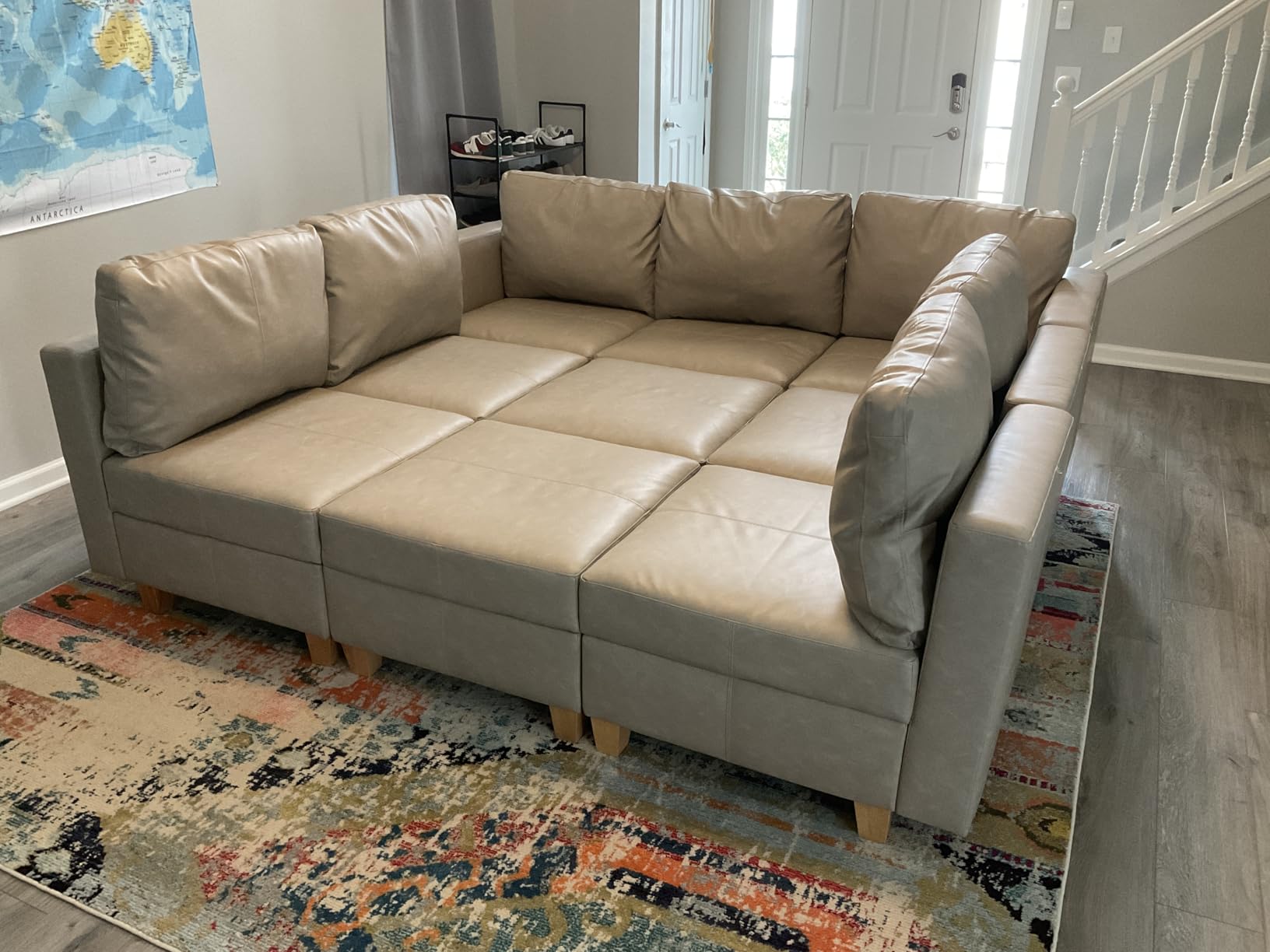 EASE MOOSE Faux Leather Sectional, U Shaped Modular Sectional Sofa,Grey | Faux Leather Modular Sectional sofa with Storage, Material Scratch Resistant ,Convertible sofa bed,Freely combinable customer photo 2