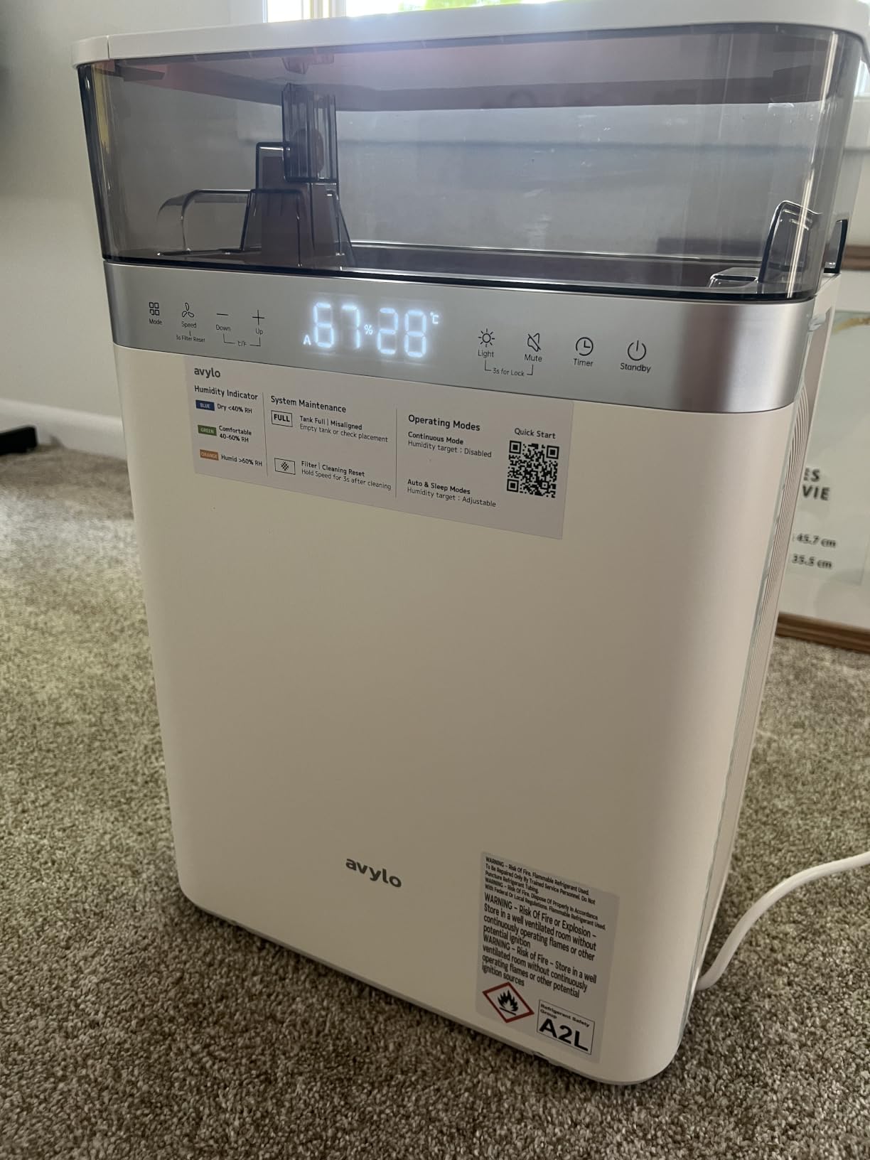 avylo Dehumidifier for Basement with Pump and Hose, Max 90 Pints/D, White customer photo 2