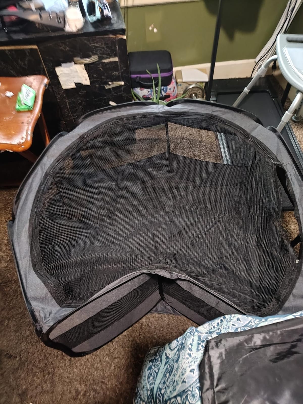 Portable Pet Playpen for Small Dogs & Cats, Foldable Puppy Safety Pen with Removable Zipper Top, Breathable Mesh Dog Delivery Room, Indoor Isolation Cage for Kittens/Rabbits (Dark Grey, Small) customer photo 1