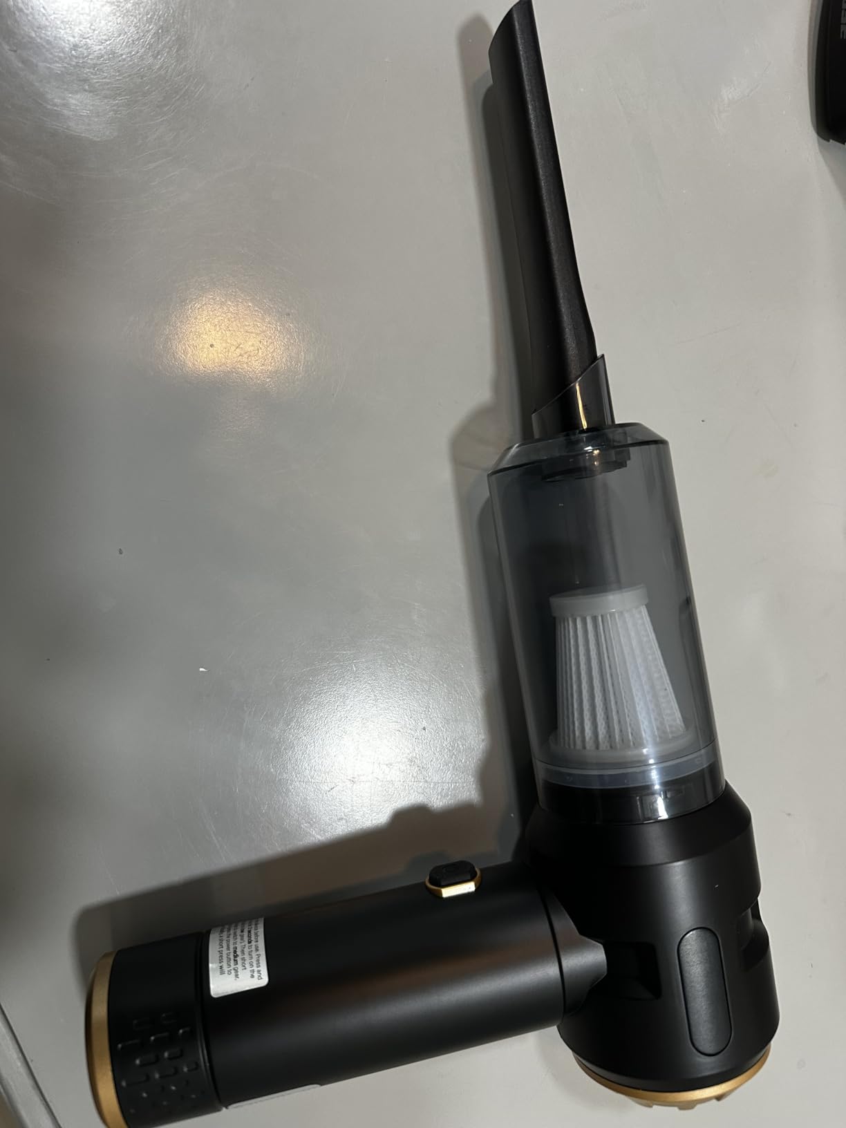 Handheld Vacuum Cleaner Cordless, 23000Pa Powerful Car Mini Vacuum Cleaner, Rechargeable Portable Lightweight dust Catcher for Home Car Carpet Stairs Pet Hair Deep Cleaning(Black-Gold). customer photo 2