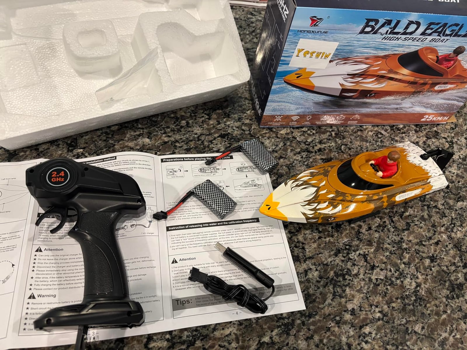 YESHIN RC Boat, 25 KPH Remote Control Boat for Kids 8-12 and Adults, Self-Righting Fast RC Speed Boats with LED Lights, Low Battery Alert,2.4Ghz, Waterproof Racing Toy for Pool & Lake customer photo 1