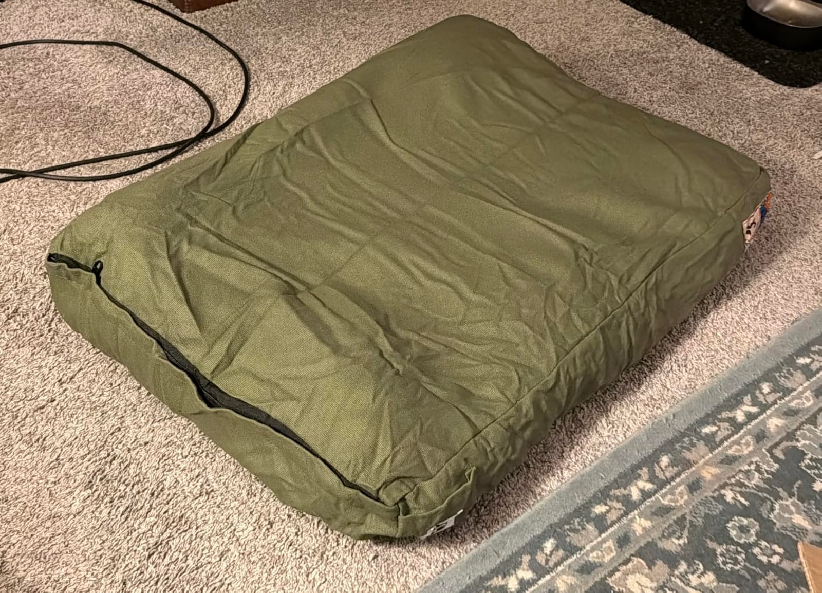 Sytopia 42 Inch Indestructible Dog Bed for Aggressive Chewers, Chew Proof Durable Outdoor Canvas Pet Crate Mat with Waterproof Washable Removable Cover, Indoor Patio Pet Pad for Crate, Green customer photo 2