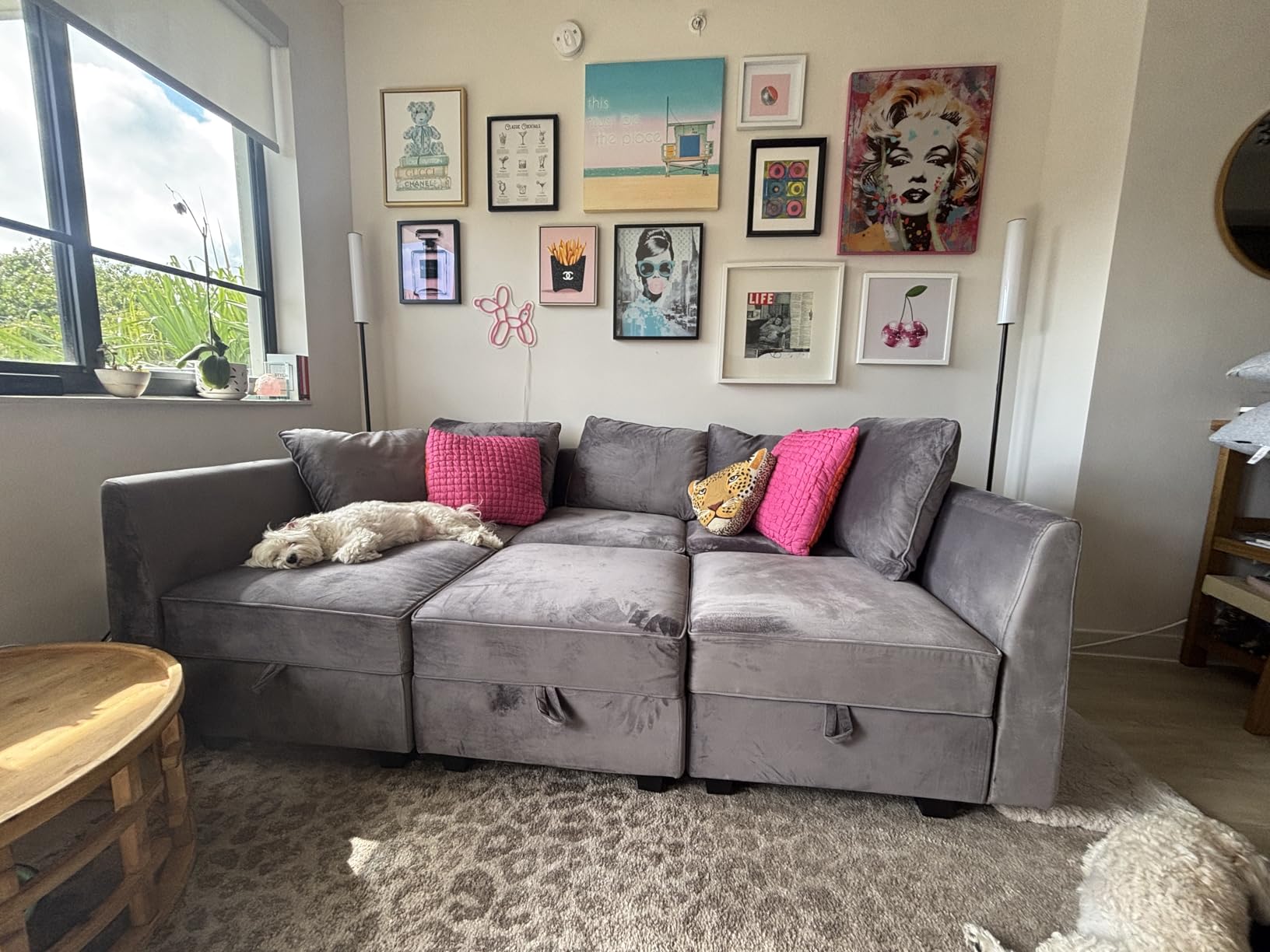 HONBAY Modular Sectional Couch L Shaped Sofa with Storage,Black customer photo 1