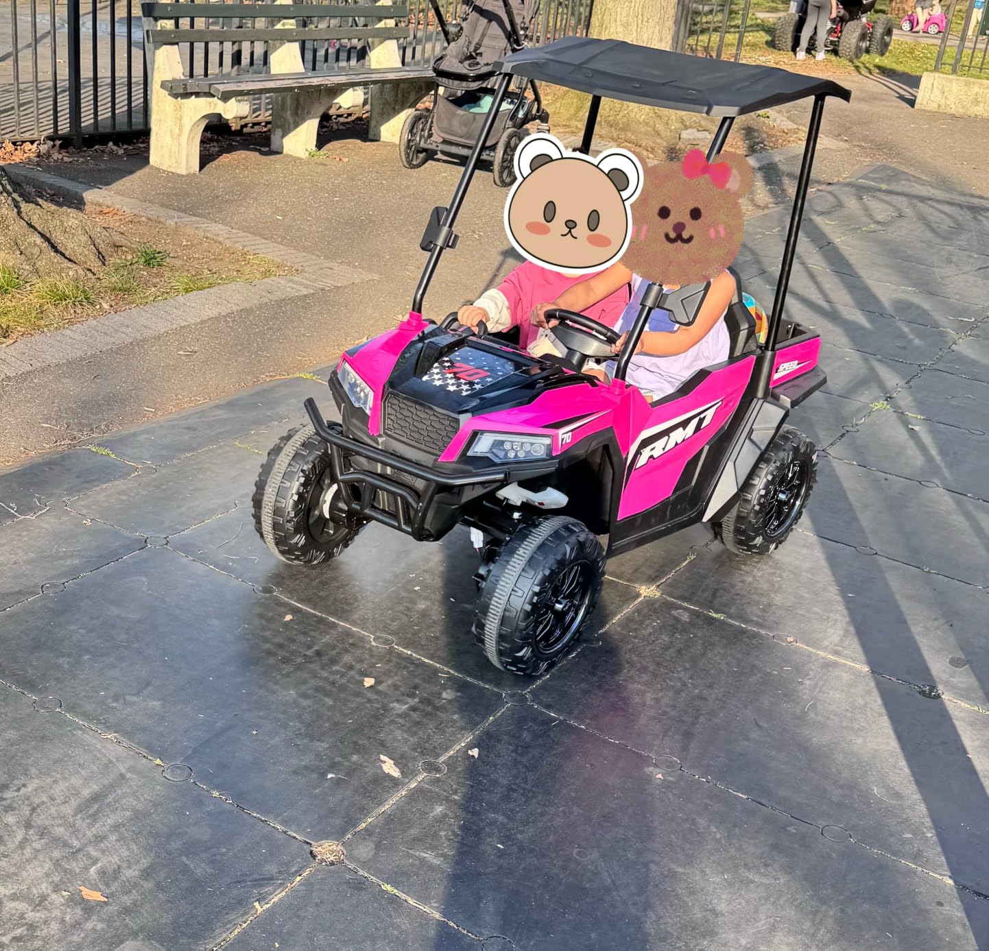 ELEMARA 24V Ride on Toy for Big Kids,Ride on Car 2 Seater w/Sun Shade,Dump Bed & Shovel,4.5MPH,4WD Electric Car for Kids,Battery Car w/Remote,Kids Ride on Truck,3 Speeds,LED Lights,Bluetooth, Royal customer photo 1