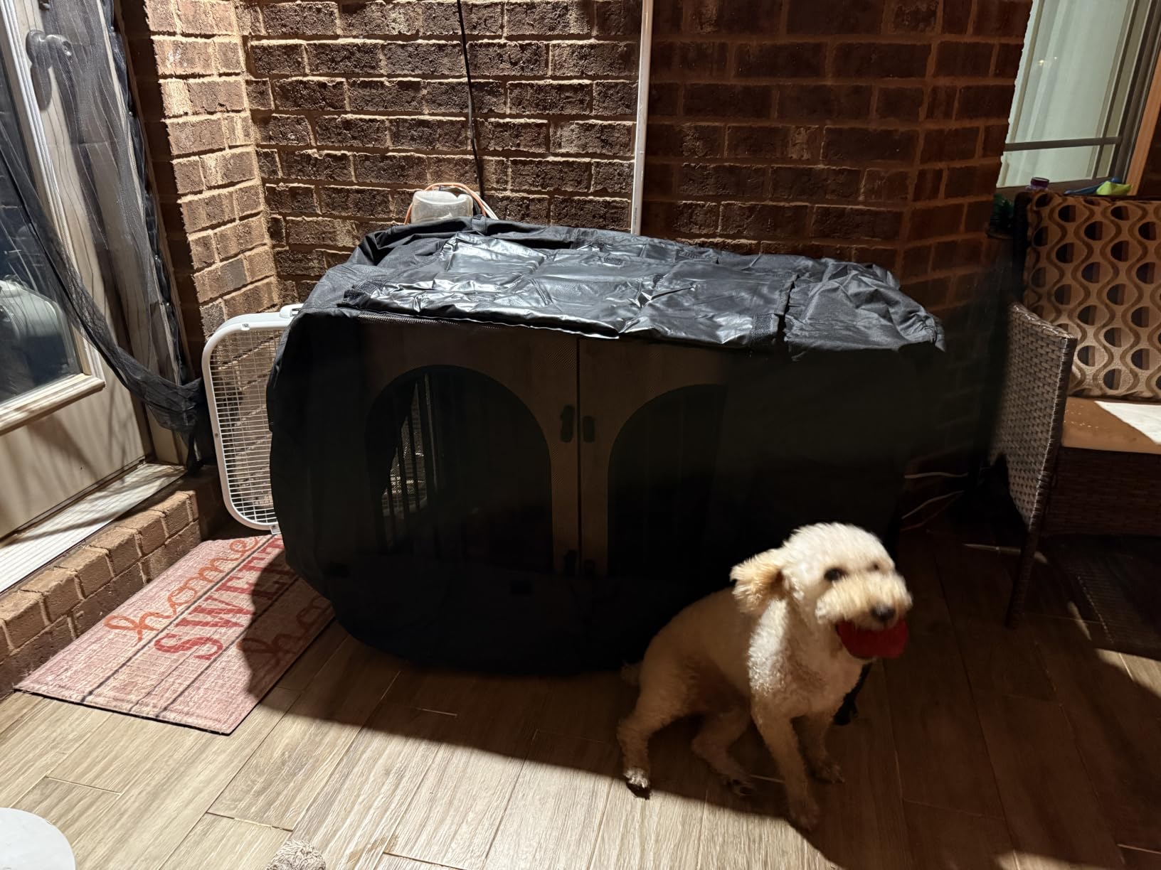 Dog Crate Cover 48 Inch - Double Door Pet Kennel Cover with Mesh Window customer photo 2