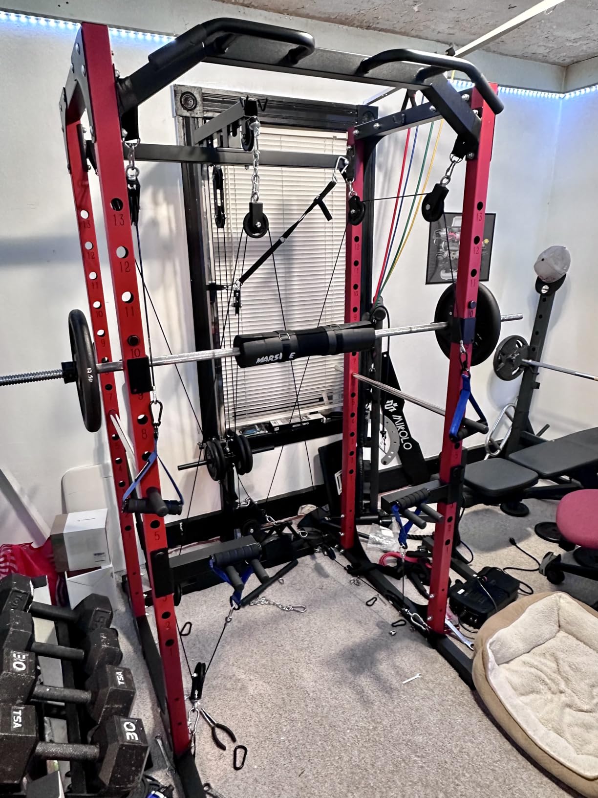 Mikolo F4 2.0 Power Cage with Dual-Track Smooth Pulley System, 1200LBS Power Rack with Leg Hold-Down for Heavy LAT Pulldowns customer photo 1