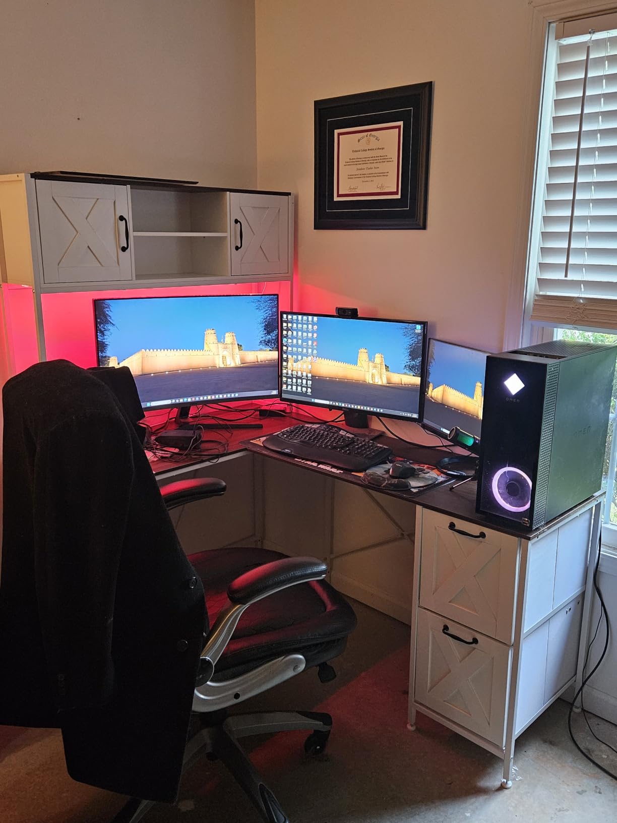 SEDETA Reversible Farmhouse L Shaped Computer Desk with Drawers, Hutch customer photo 2