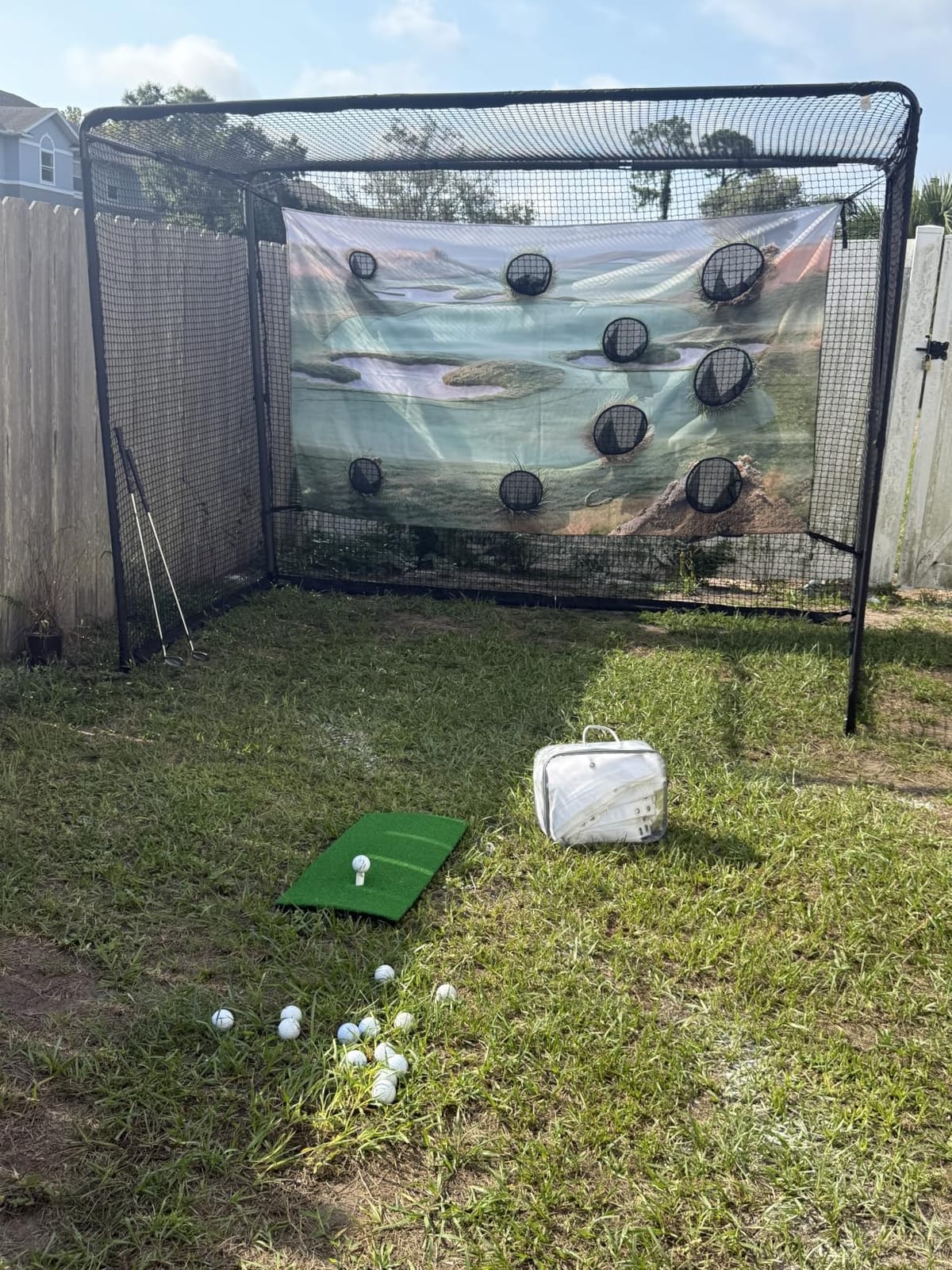 2 in 1 Golf Simulator Net System, 10 x 8ft Golf Practice Net Hitting Net with 4K-Ready Impact Screen, Target Cloth, Foam-Padded Steel Frame Cage, Hitting Mat and Balls for Indoor and Outdoor Practice customer photo 1