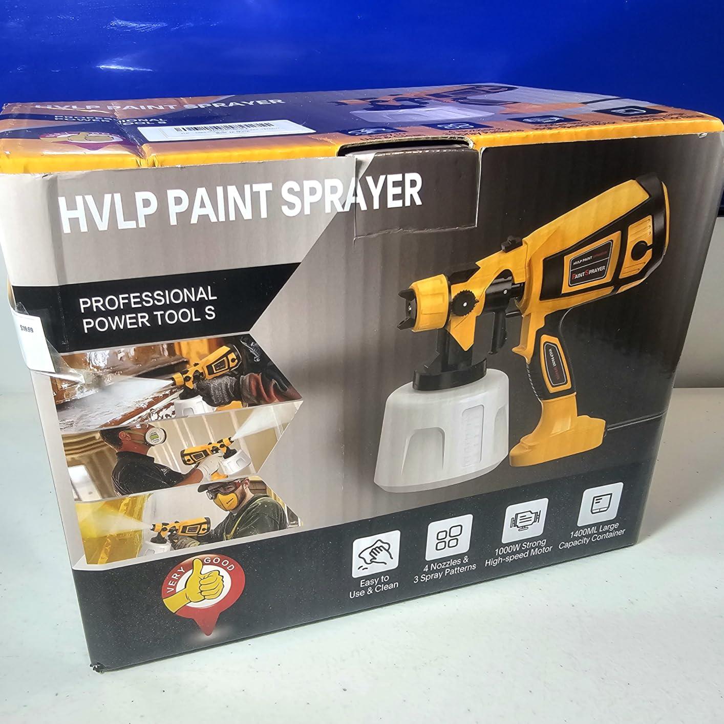 1000W High Power Paint Sprayer - HVLP Electric Spray Paint Gun with 4 Copper Nozzles & 3 Patterns, Large Capacity Power Painter for Furniture, Cabinets, Fence & House Painting Yellow customer photo 1