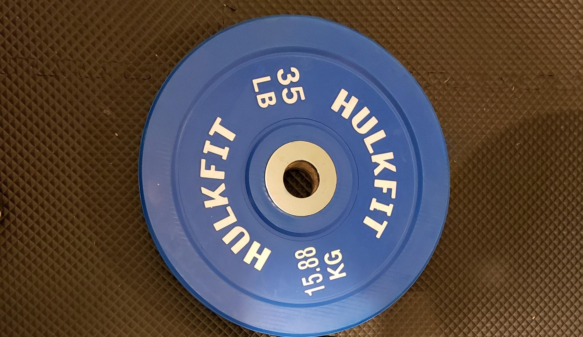 HULKFIT 2-Inch Olympic Rubber Weight Plates Sets, Bumper Plates Set with 7ft Bar, 100-390LB Set, Colored customer photo 1