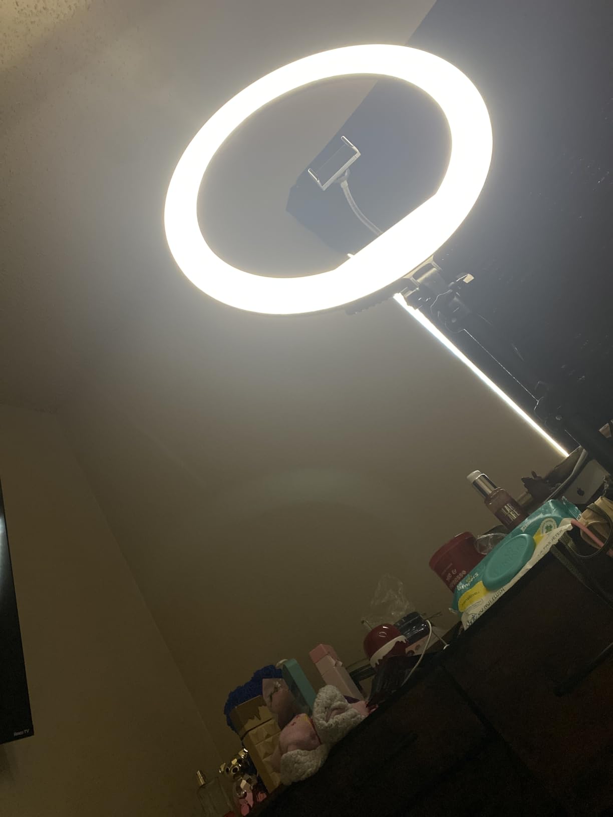 Hagibis 21 inch Ring Light with Stand Outer 55W 5600k Dimmable LED Light, Tripod Stand,and Phone Holder,Remote Controller,Carrying Bag ,CRI 97+ 2540lux, for Streaming Home Office Zoom Call Lighting customer photo 2