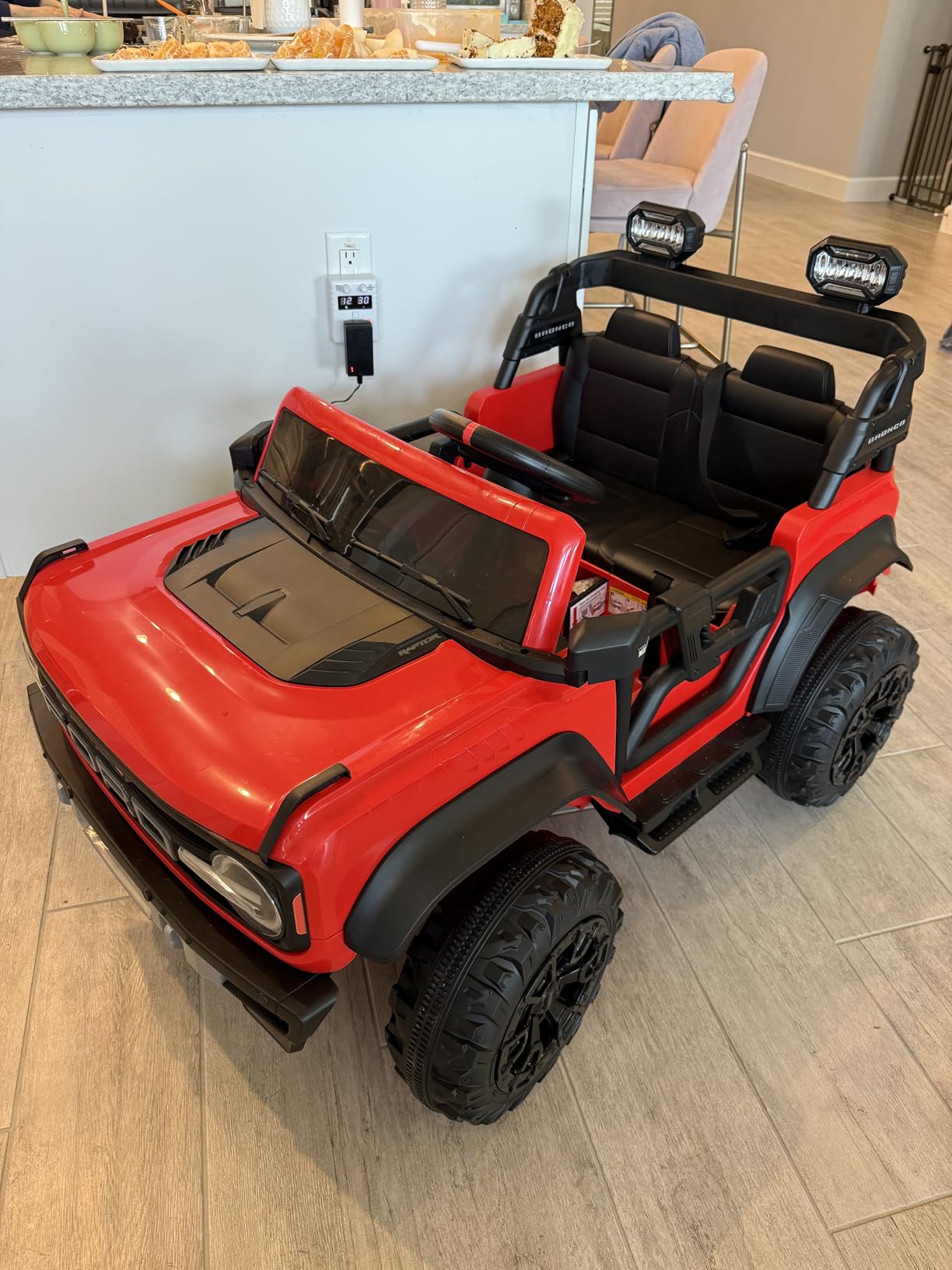First Ride On Licensed Ford Bronco Raptor 24V 2 Seater Kids Ride on Toys, Battery Powered Electric Ride on Car, Remote Control Electric Car w/Led Lights, Music, High Low Speed (24V, White) customer photo 1